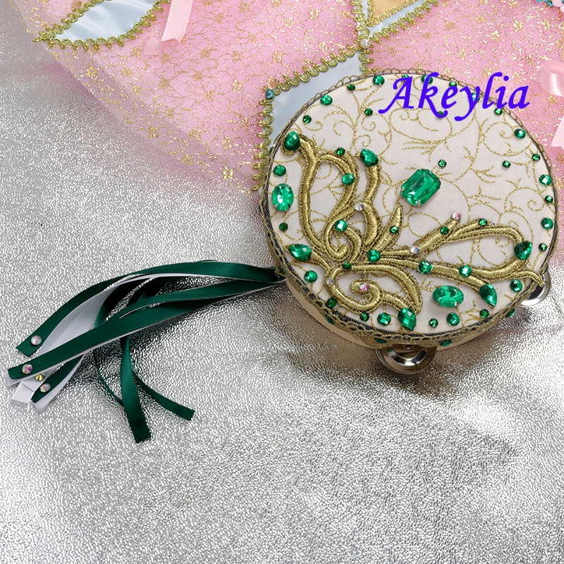 Tambourine Hand Drum - green circular Hand Drum Tambourine wooden
