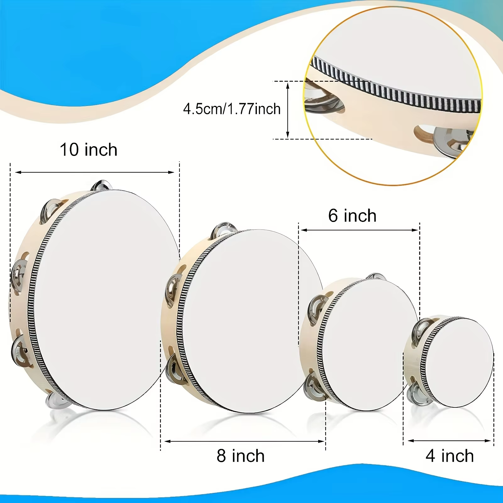 4/ 6inch Hand Tambourine, Meta - Musical Instrument Diy recensione e prezzo