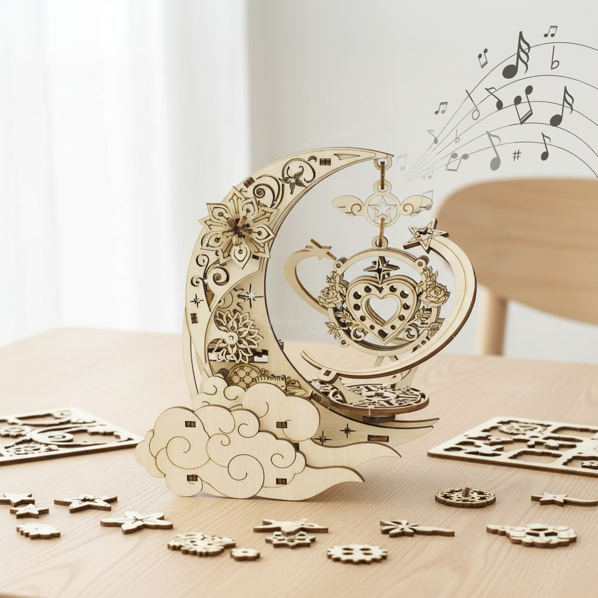 3D Wooden Puzzle Moon Star Mod - Musical Instrument Diy recensione e prezzo