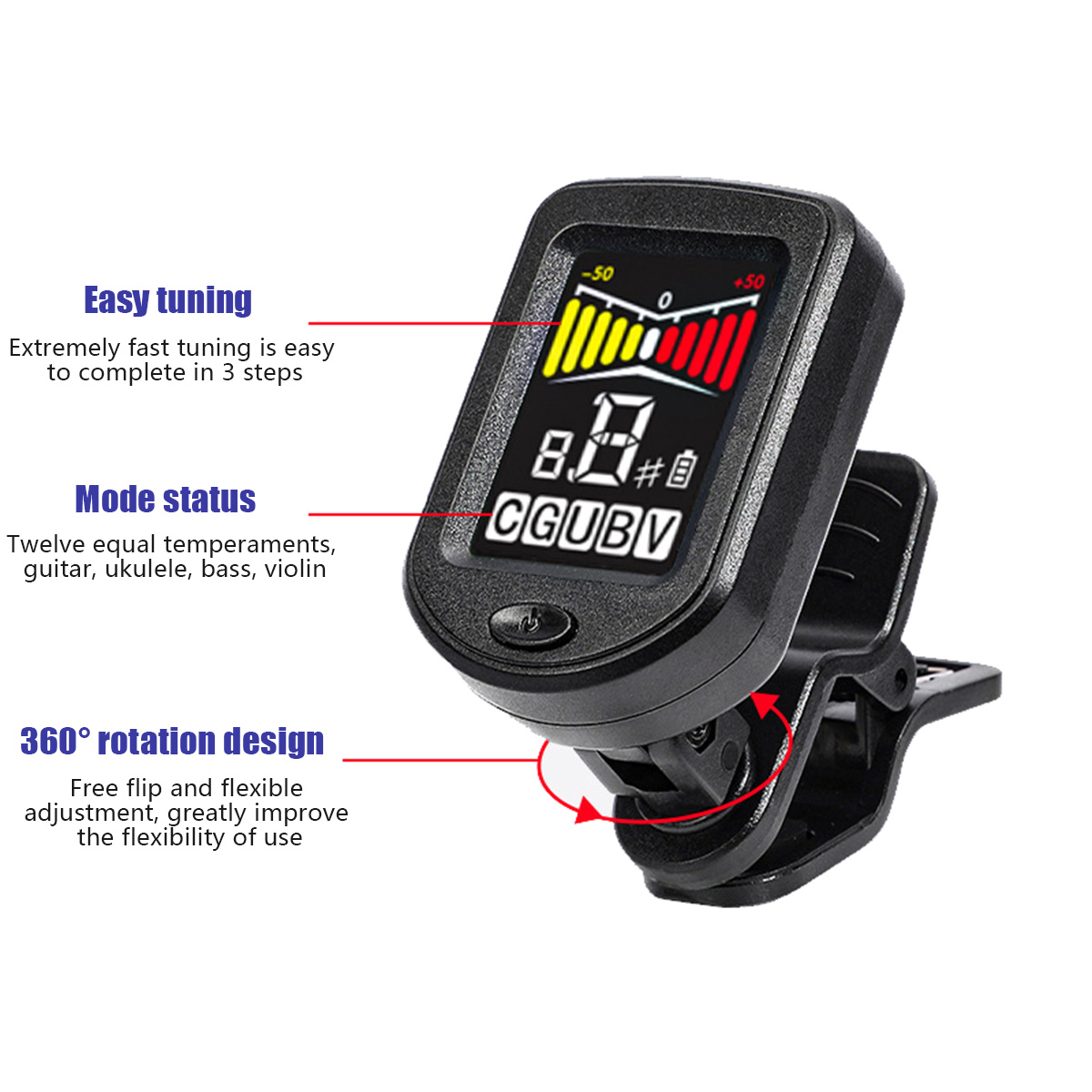 Clip-On Guitar Tuner with Regu - Musical Instrument Organ recensione e prezzo